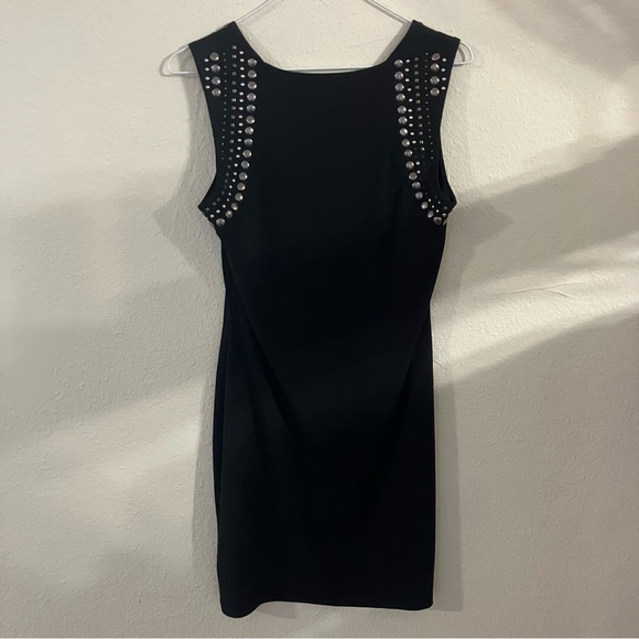 Rock & Republic Black Fitted Sheath Mini Dress w/ silver studded straps Size: S - Picture 3 of 5